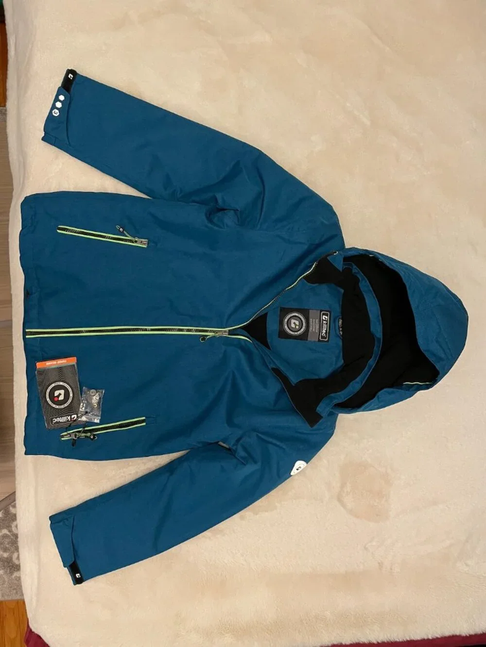 Killtec Level 3 Teal Boys Size 12 Waterproof Windproof Removable Hood Jacket